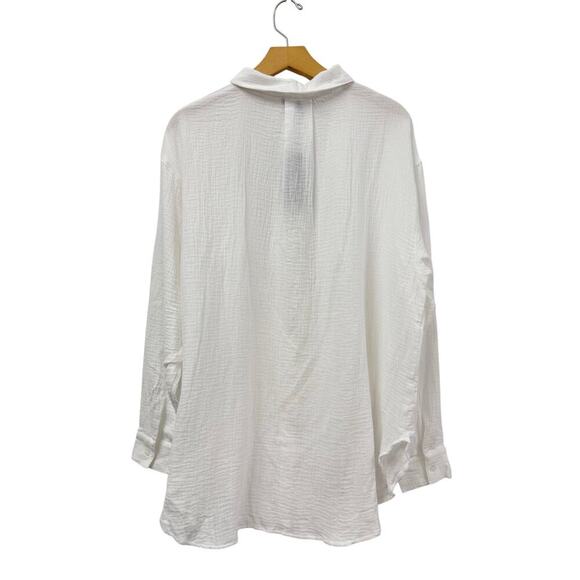 Lulus Easy To See White Cotton Oversized Button-Up Top size Large - Picture 4 of 7